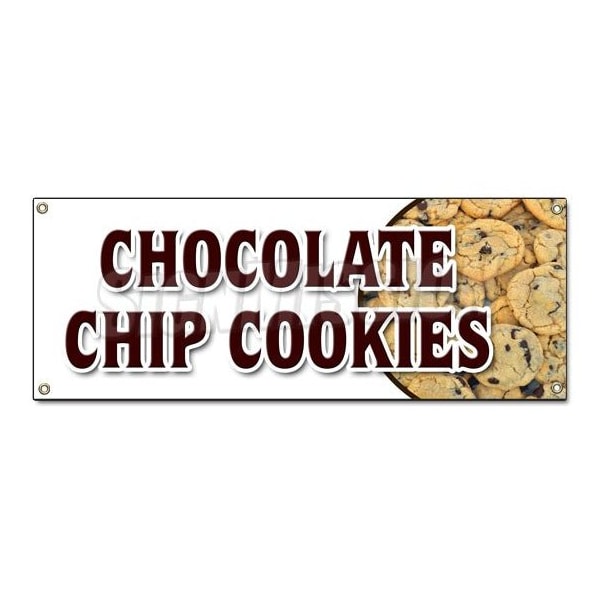 CHOCOLATE CHIP COOKIESBANNER SIGN fresh baked bakery big huge warm